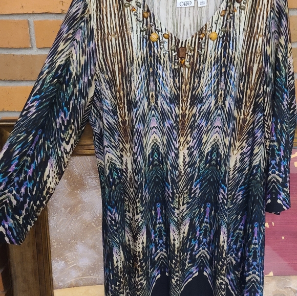 Cato Multi-colored Patterned Blouse Large - Picture 4 of 14
